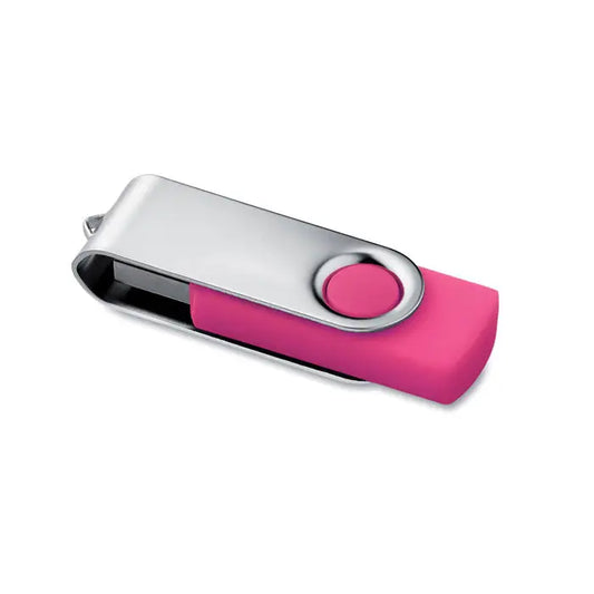 Techmate usb flash de 16 gb rotativ roz si argintiu cu finisaj lucios si neted