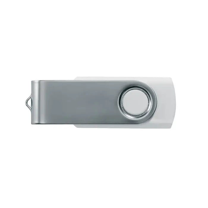 Techmate usb flash 4 gb argintiu si alb cu finisaj metalic rotativ pentru stocare portabila