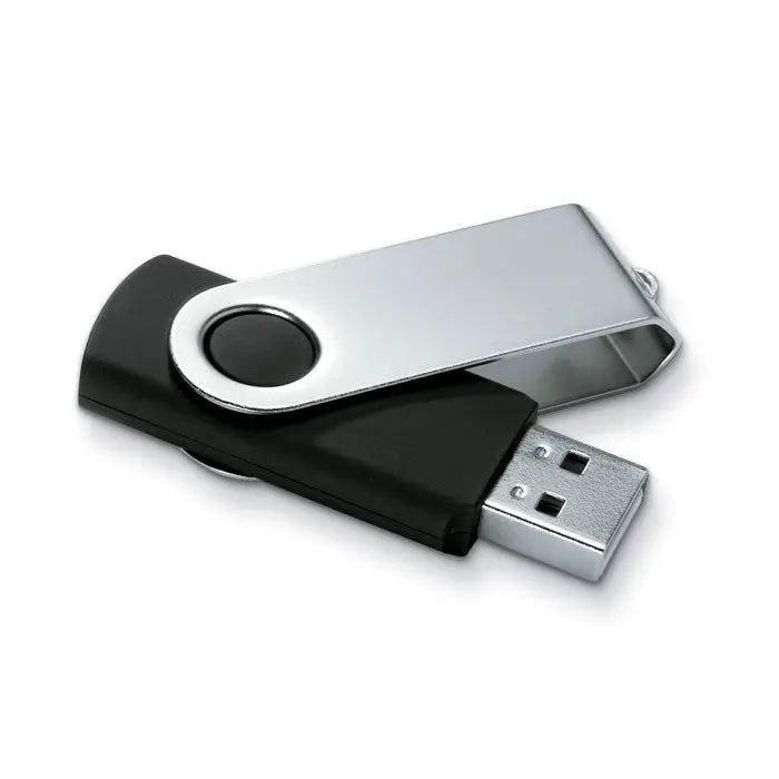 Techmate usb flash de 4 gb negru si argintiu cu finisaj metalic si corp rotativ pentru transfer rapid de date