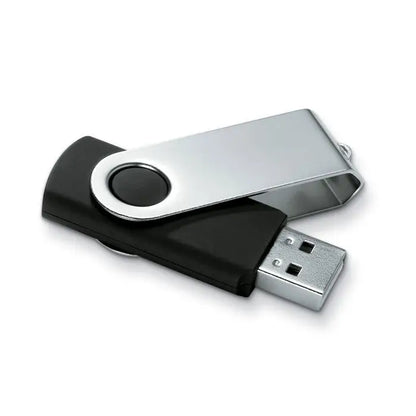 Techmate usb flash de 4 gb negru si argintiu cu finisaj metalic si corp rotativ pentru transfer rapid de date