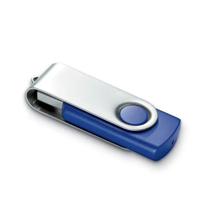 Techmate usb flash de 4 gb albastru si argintiu cu buton circular si functie swivel