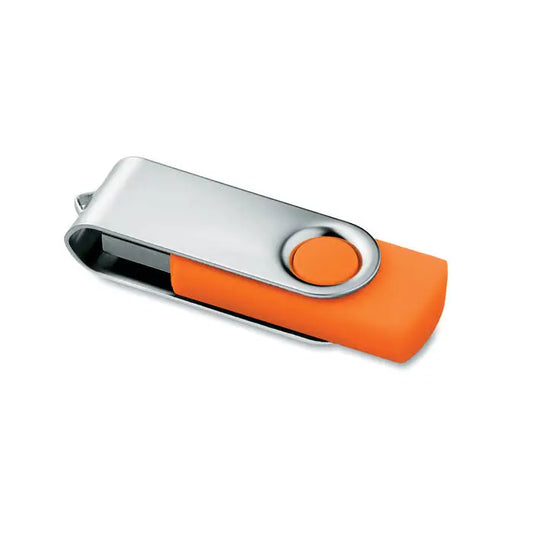 Techmate usb flash de 8 gb portabil cu design rotativ modern portocaliu si argintiu din metal si plastic