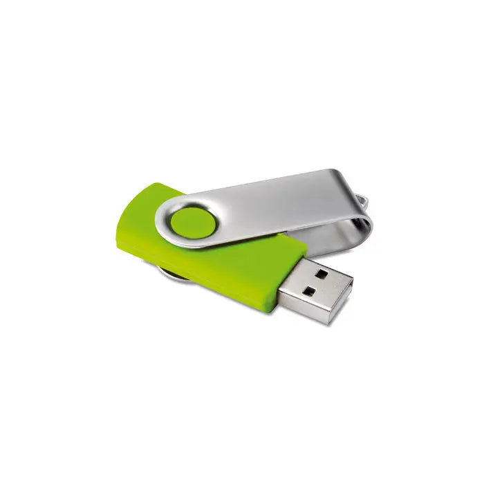 Techmate usb flash de 8 gb verde lime si argintiu cu design modern si functie swivel din metal si plastic