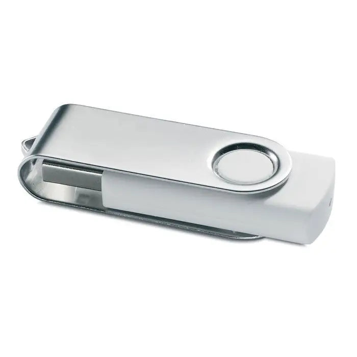 Techmate usb flash de 8 gb metalic argintiu cu design rotativ si buton circular pe suprafata superioara