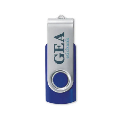 Usb flash drive albastru si argintiu swivel techmate de 8 gb cu branding gea eticbank
