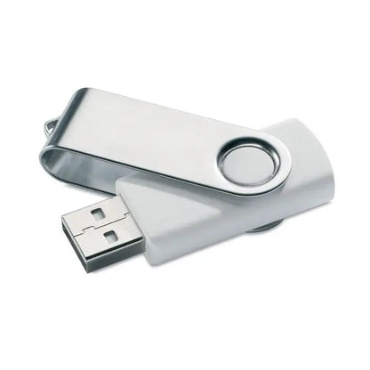 Techmate usb flash de 8 gb argintiu si alb cu finisaj metalic elegant si functie swivel