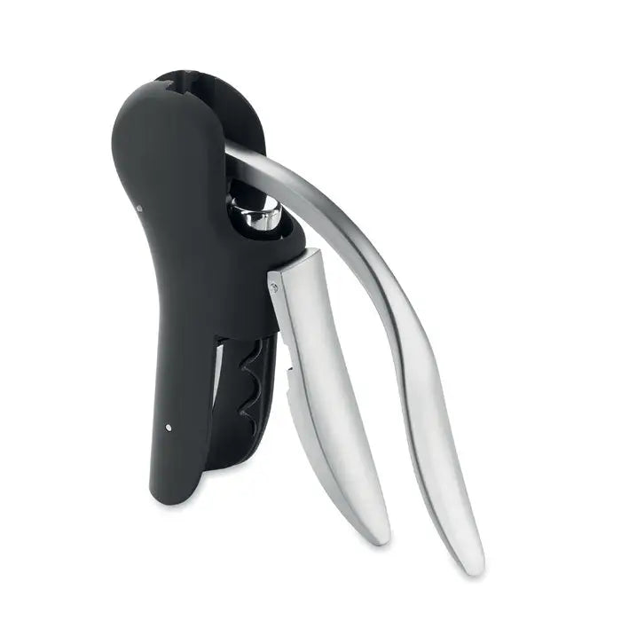 Tibuson automat cu parghie un deschizator de vin negru si argintiu cu design ergonomic si modern