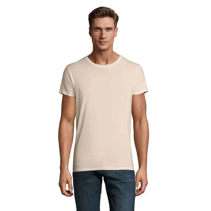Tricou bărbați crusader 150g bej din bumbac cu guler rotund simplu pentru uz casual