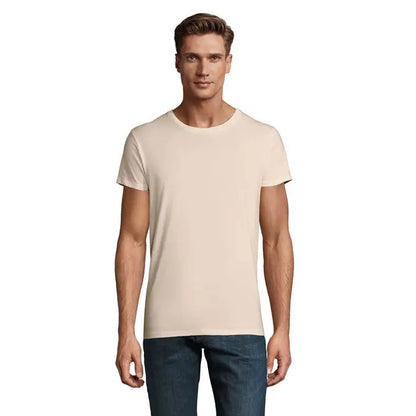 Tricou bărbați crusader 150g bej din bumbac cu guler rotund simplu pentru uz casual