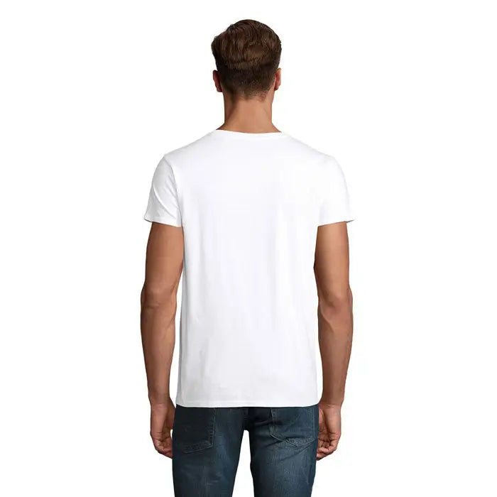 Tricou bărbați crusader 150g alb din bumbac cu guler clasic și mâneci scurte