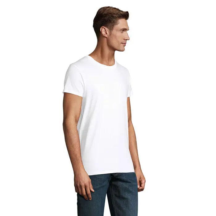 Tricou bărbați crusader alb din bumbac cu guler rotund 150g pentru uz casual