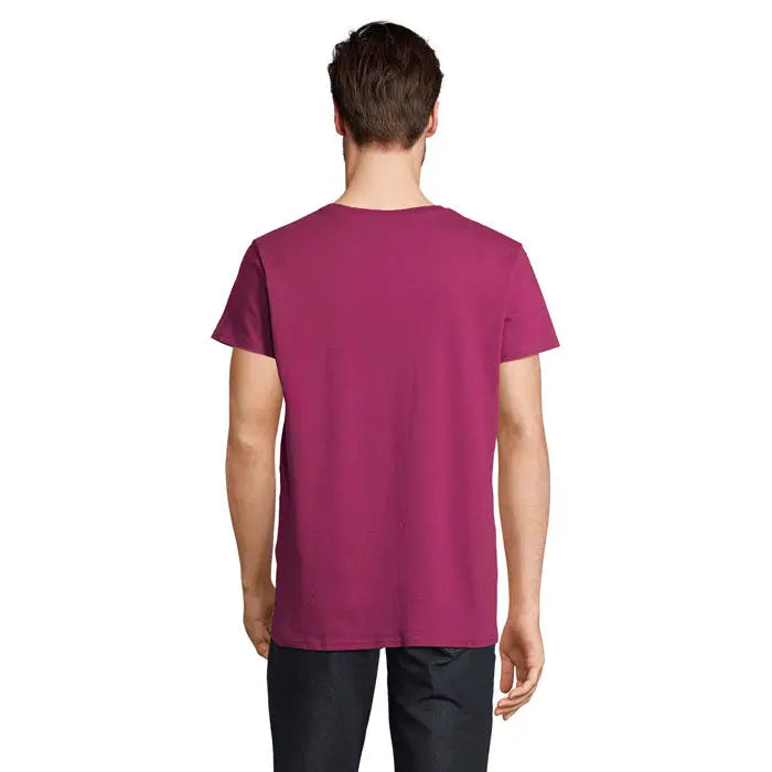 Tricou bărbați crusader 150g magenta mânecă scurtă din bumbac cu guler rotund clasic