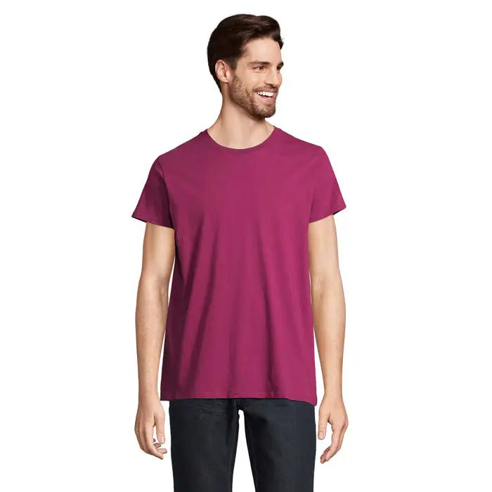 Tricou bărbați crusader 150g magenta bumbac moale cu mâneci scurte și gât rotund