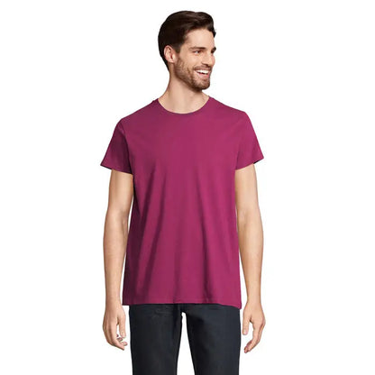 Tricou bărbați crusader 150g magenta cu mânecă scurtă din bumbac moale și guler rotund