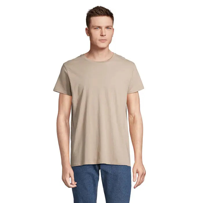 Tricou bărbați crusader bej din bumbac cu gât rotund 150g perfect pentru uz zilnic