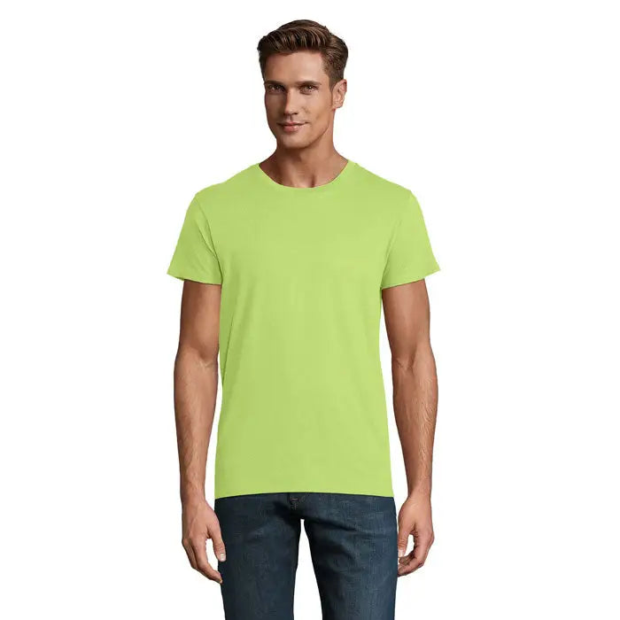 Tricou bărbătesc crusader 150g lime verde aprins din bumbac cu guler rotund