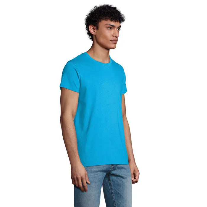 Tricou bărbați crusader 150g din bumbac albastru deschis cu guler rotund simplu
