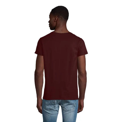 Tricou bărbați crusader 150g din bumbac, culoare marsala, cu guler rotund clasic și mâneci scurte