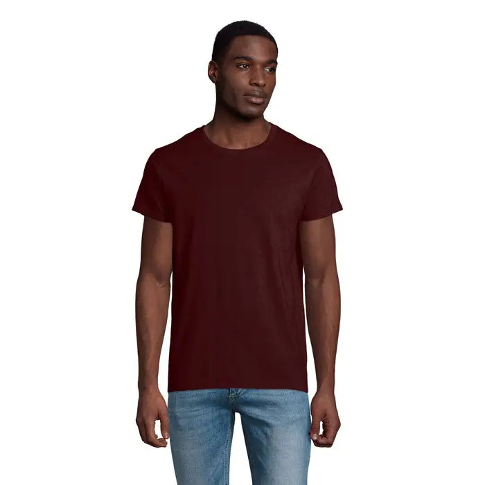 Tricou bărbați crusader 150g din bumbac, culoare marsala, cu guler rotund și mâneci scurte