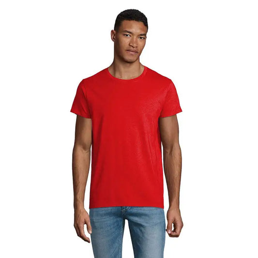Tricou barbati crusader 150g rosu din bumbac cu guler rotund si greutate medie