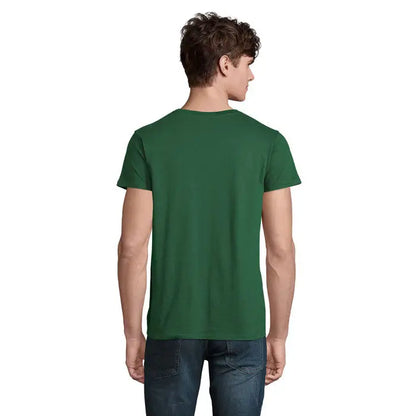 Tricou bărbați crusader 150g verde solid din bumbac cu guler rotund clasic și mâneci scurte