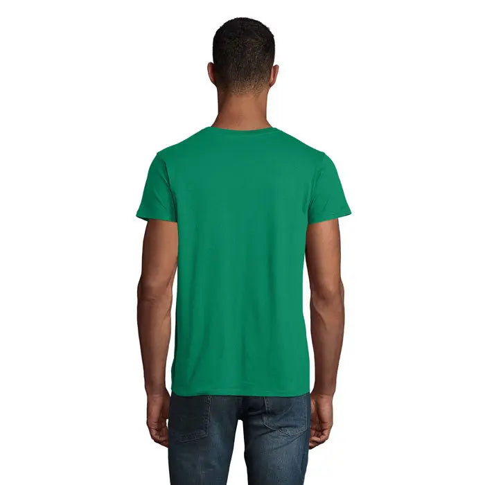 Tricou bărbați crusader 150g verde solid bumbac cu guler rotund clasic și mâneci scurte