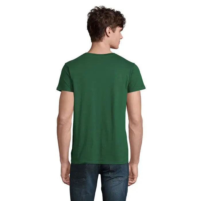 Tricou bărbați crusader 150g din bumbac verde solid cu guler clasic rotund și mâneci scurte