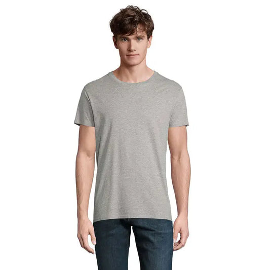 Tricou bărbați crusader 150g heather gri din bumbac moale cu mânecă scurtă și guler rotund