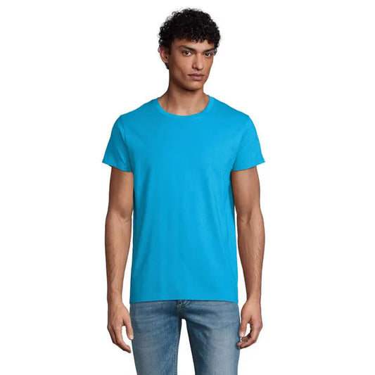 Tricou bărbați crusader 150g culoare turcoaz din bumbac moale cu decolteu rotund