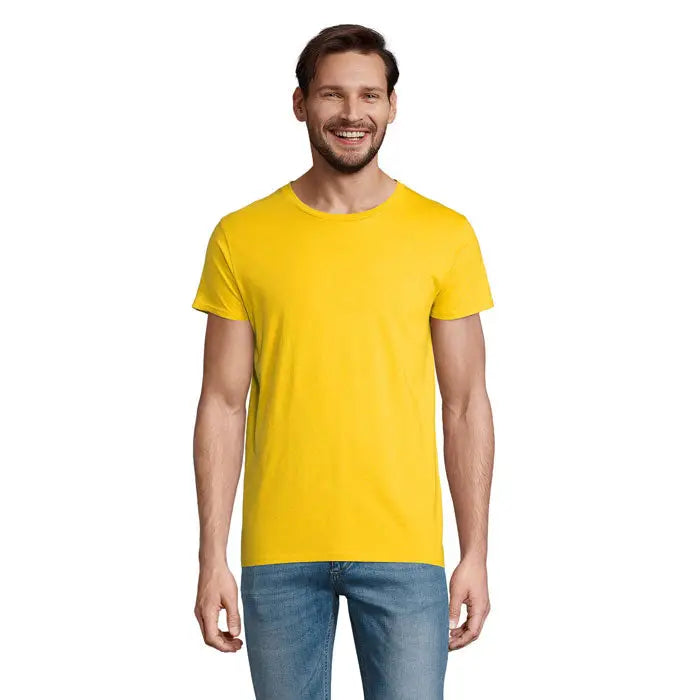 Tricou bărbați crusader 150g galben strălucitor din bumbac moale cu guler rotund