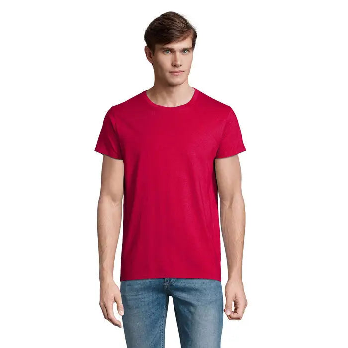 Tricou barbati crusader 150g vibranta rosie cu maneci scurte din bumbac moale cu gat rotund