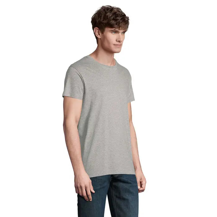 Tricou barbati crusader 150g heather gri din bumbac moale cu mânecă scurtă și decolteu rotund