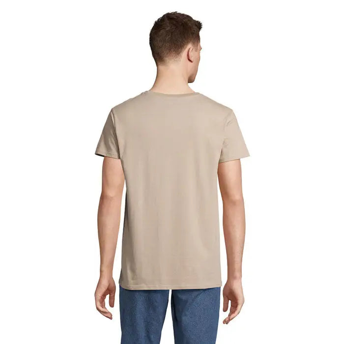 Tricou barbati crusader 150g bej cu maneci scurte si guler rotund din bumbac usor si confortabil