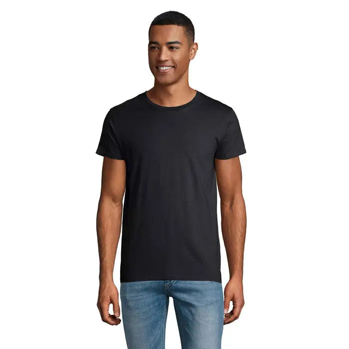 Tricou bărbați crusader negru din bumbac 150g cu guler rotund ideal pentru uz casual