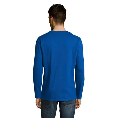 Tricou bărbați lsl imperial190 în albastru regal solid, mâneci lungi, guler rotund simplu, din material confortabil