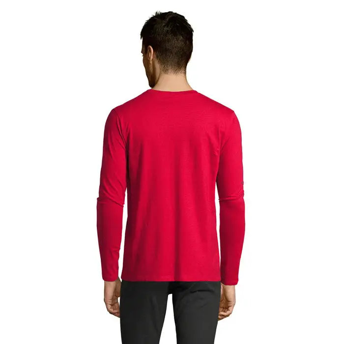 Tricou bărbați lsl imperial190 roșu vibrant cu mâneci lungi și gât rotund simplu din bumbac