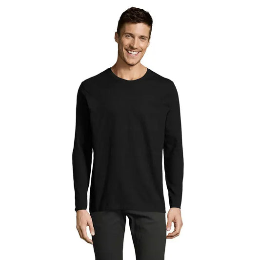 Tricou bărbați lsl imperial190 negru cu mâneci lungi și guler rotund din material confortabil