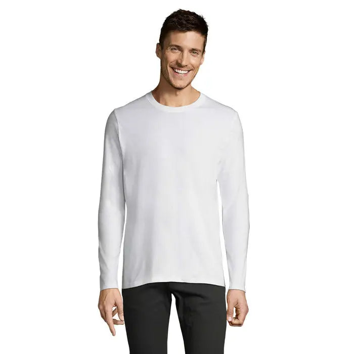 Tricou barbati lsl imperial190 alb cu maneci lungi si guler rotund din bumbac