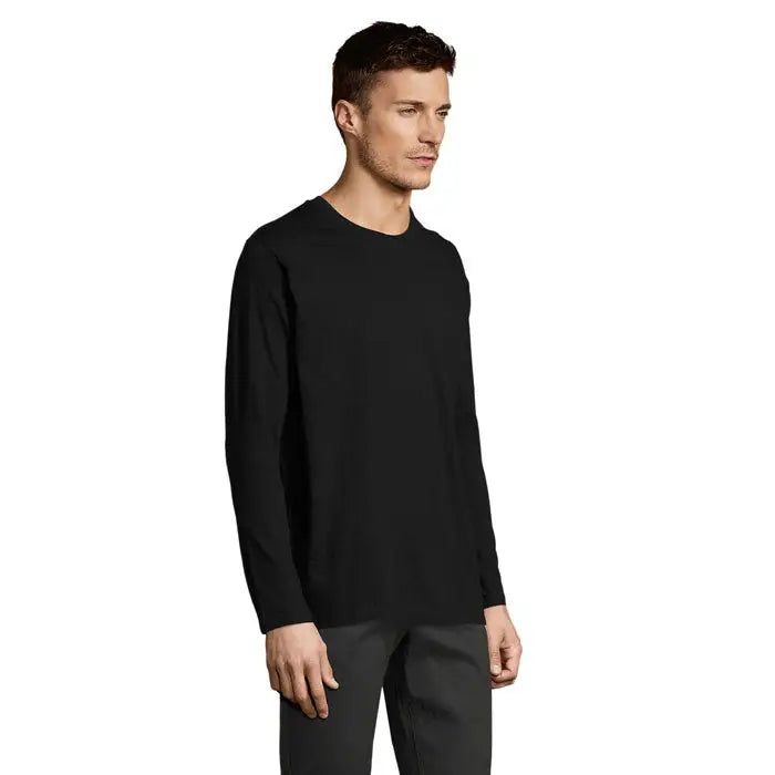 Tricou bărbați lsl imperial190 cu mâneci lungi, negru, material confortabil pentru uz casual