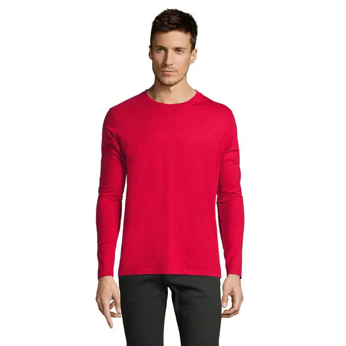 Tricou bărbați lsl imperial190 roșu cu mâneci lungi și guler rotund din material comod pentru uz casual