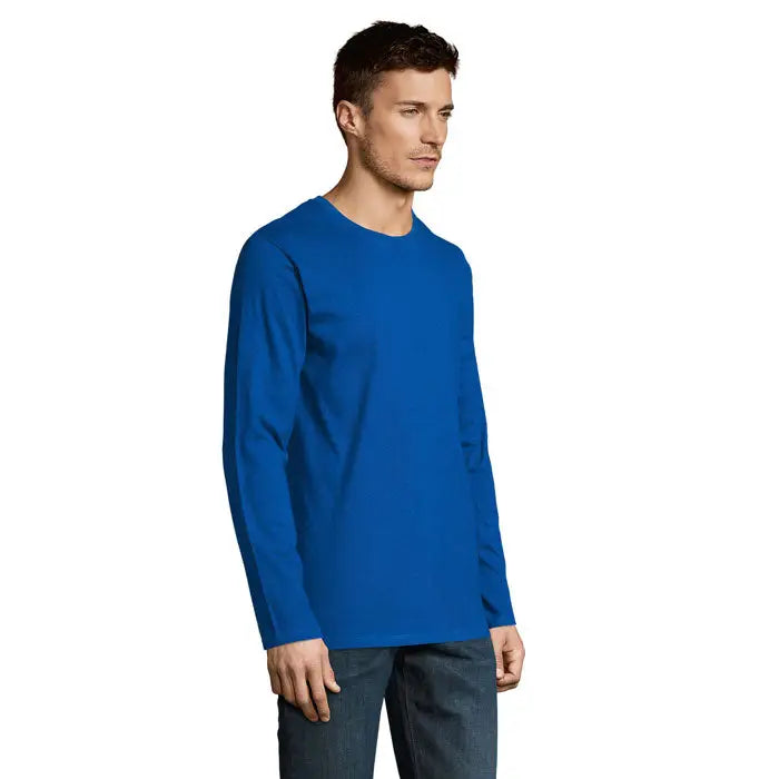 Tricou bărbați lsl imperial190 bumbac royal albastru închis cu mâneci lungi și guler rotund solid