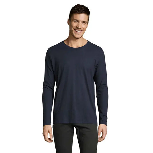 Tricou bărbați lsl imperial190 albastru închis din bumbac cu mâneci lungi și guler rotund