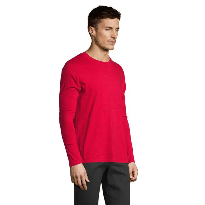 Tricou bărbați lsl imperial190 roșu vibrant cu mâneci lungi și guler rotund din material tricot moale