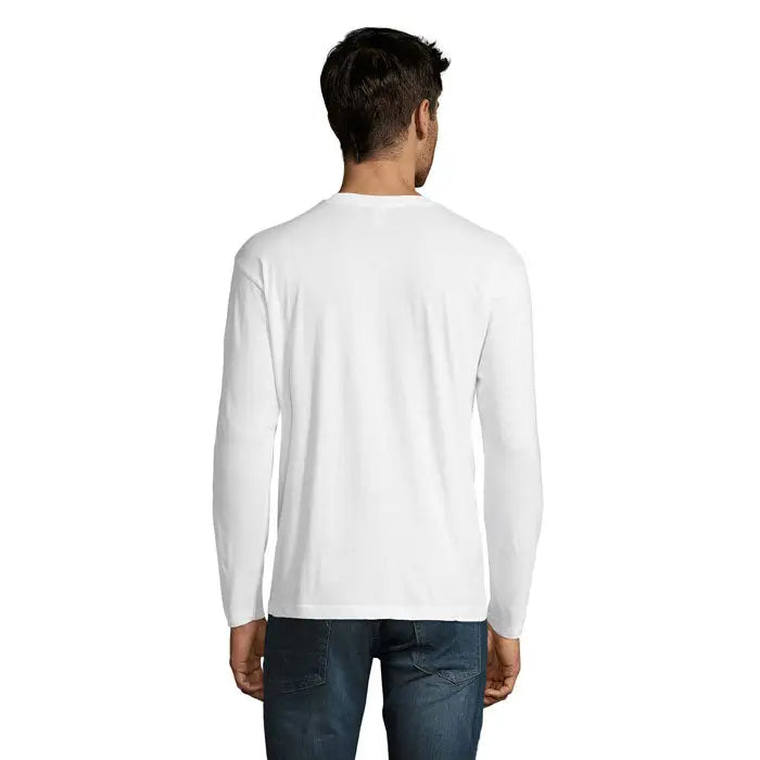Tricou barbati monarch 150g alb cu maneci lungi si guler rotund din bumbac simplu