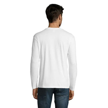 Tricou barbati monarch 150g alb cu maneci lungi si guler rotund din bumbac simplu