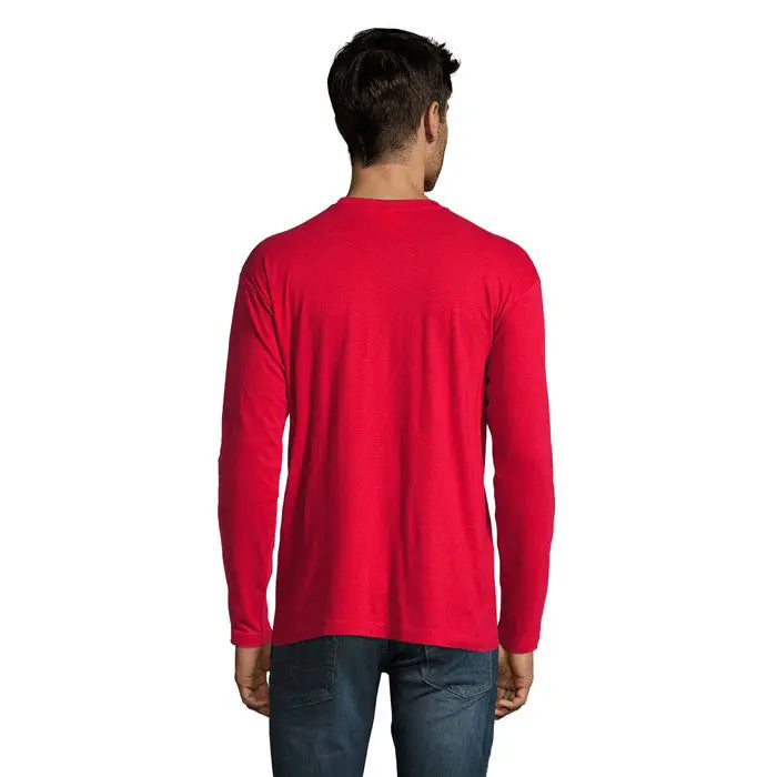 Tricou barbati monarch 150g vibrant rosu cu maneci lungi din bumbac si decolteu rotund clasic