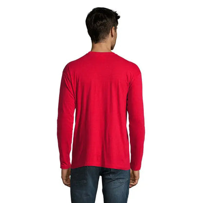 Tricou barbati monarch 150g rosu vibrant cu maneci lungi din bumbac si guler rotund clasic