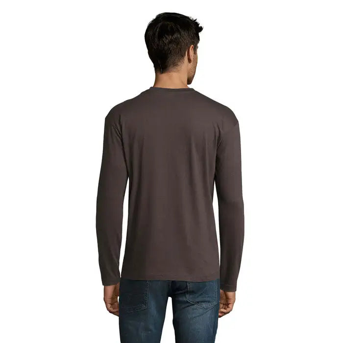 Tricou bărbați monarch 150g lungă mânecă gri închis din bumbac cu guler rotund