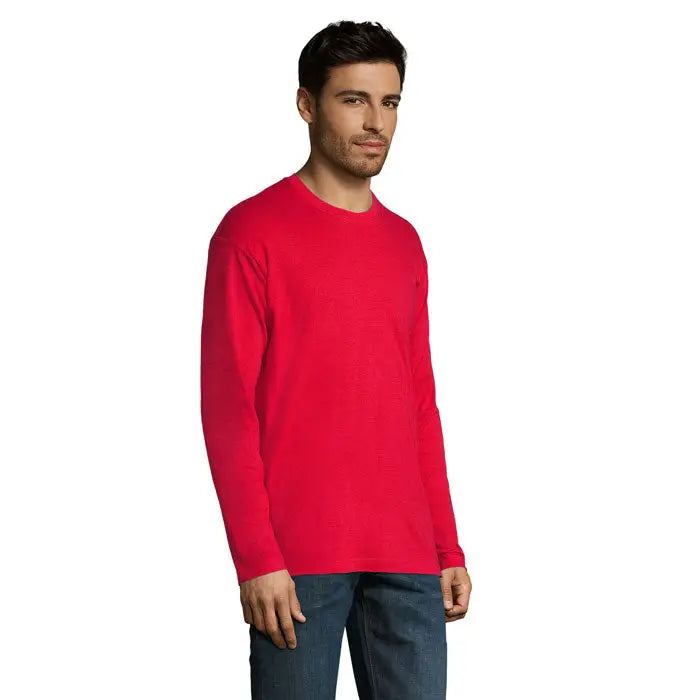 Tricou barbati monarch 150g rosu vibrant cu maneci lungi si guler rotund din bumbac de calitate