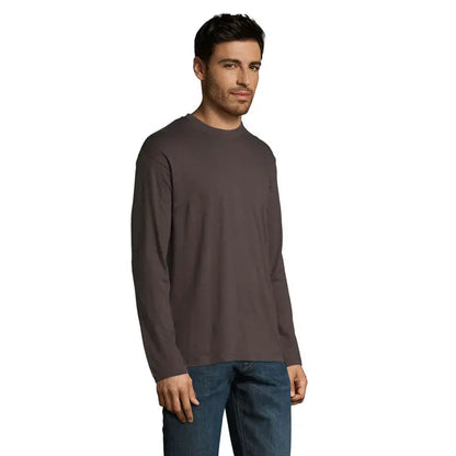 Tricou bărbați monarch 150g gri închis cu mâneci lungi din bumbac moale pentru uz casual